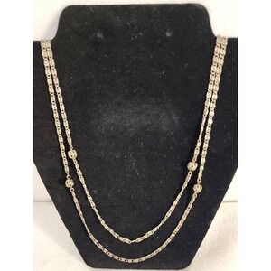 Vintage Signed Freirich Flapper Style Silver Tone Necklace 60 Inch‎ Long